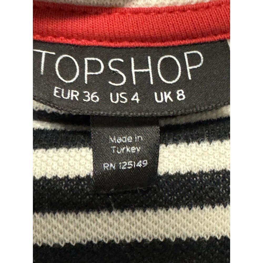 Topshop Women's Black And White Striped Shift Dress Size 4 Preppy Casual - Picture 8 of 14